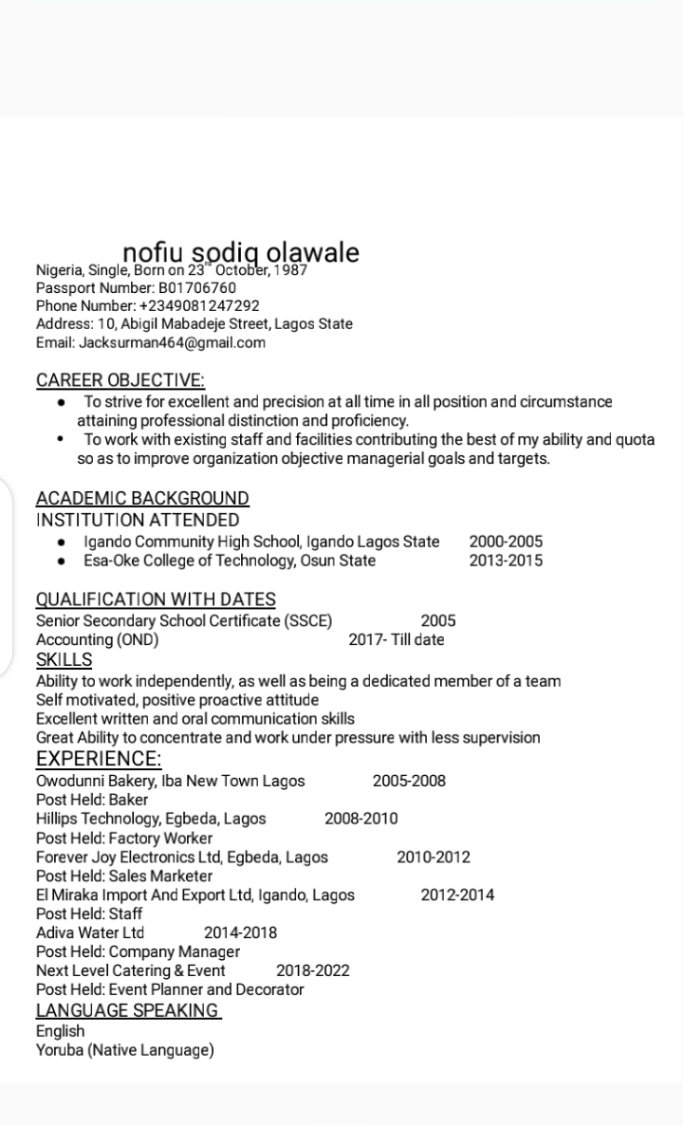 Nofiu olawale sodiq